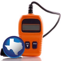 texas map icon and an automobile diagnostic tool